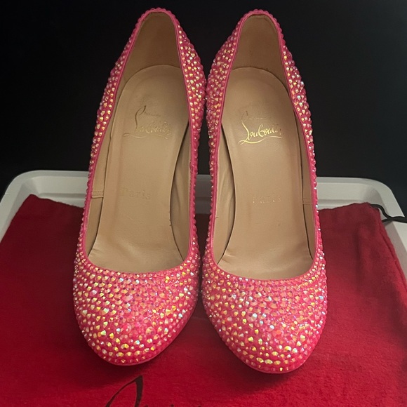 Christian Louboutin Barbie Pink Swarovski Crystal Rhinestone Heels Size 36.5 - Picture 4 of 8